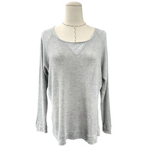 True Religion Gray Long‎ Sleeve Lightweight Open Knit Fabric Top Size Small